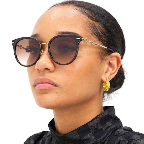 NWT Gucci GG1015SK-004 Black Gold Cat Eye 56mm Sunglasses main image 9